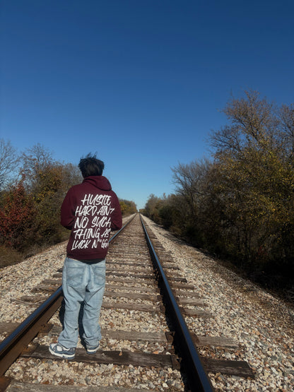 HUSTLE HARD MAROON HOODIE